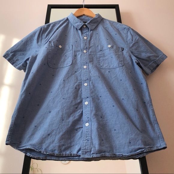 HUF button-down payday chambray denim-style shirt - Picture 8 of 11